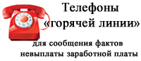 «Горячая линия» для сообщения фактов невыплаты заработной платы.