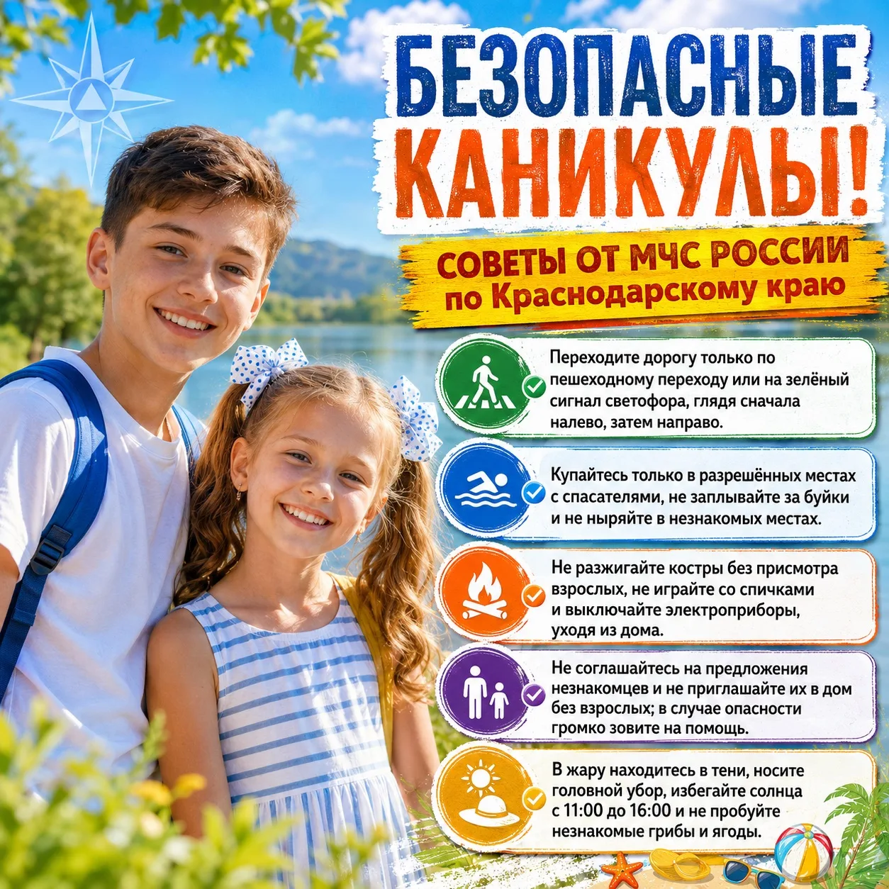 Отдыхай с удовольствием и безопасно — следуй рекомендациям МЧС России по Краснодарскому краю!