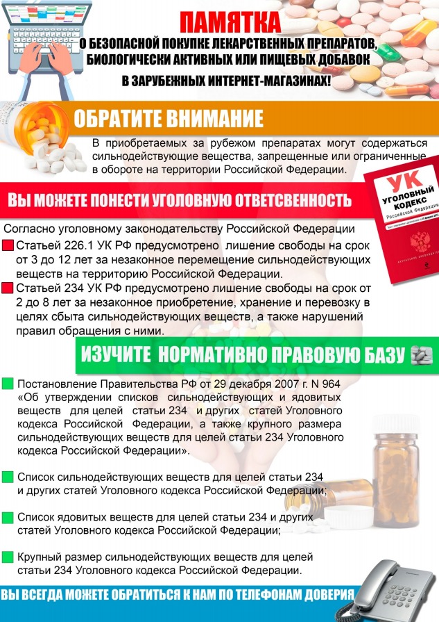 Памятка о безопасной покупке лекарственных препаратов, биологических активных или пищевых добавок в зарубежных интернет-магазинах.